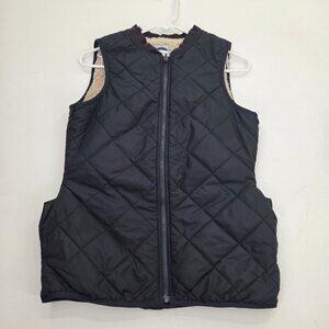 Joules Right as Rain Women's Zip Up Vest Sherpa Lined  Black Size 2 Preppy